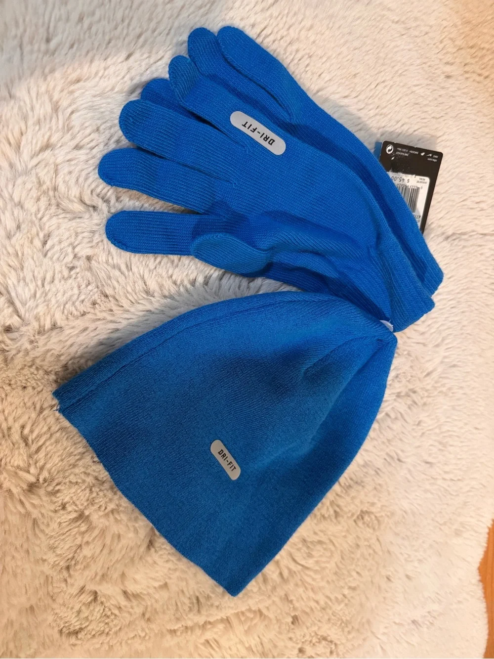 Nike Royal Blue Dri-FIT Knit Gloves and Beanie Set